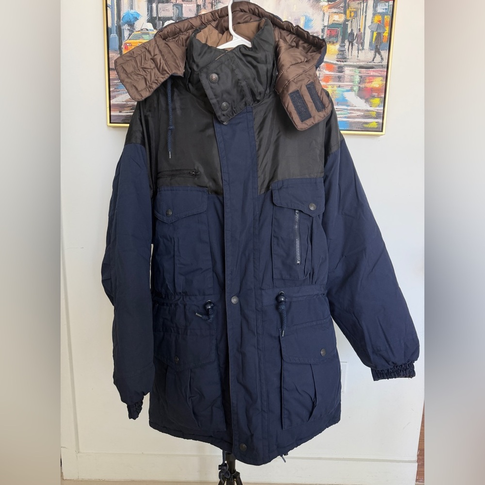 Bear Force Hooded Winter Parka Coat Jacket Mens Size Medium Blue EUC
